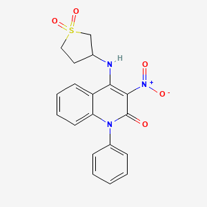 molecular formula C19H17N3O5S B2412781 4-((1,1-dioxidotetrahydrothiophen-3-yl)amino)-3-nitro-1-phenylquinolin-2(1H)-one CAS No. 886159-03-1