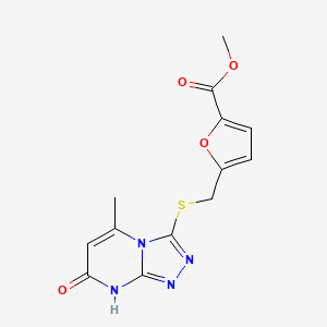 molecular formula C13H12N4O4S B2412782 5-(((5-甲基-7-氧代-7,8-二氢-[1,2,4]三唑并[4,3-a]嘧啶-3-基)硫代)甲基)呋喃-2-羧酸甲酯 CAS No. 891118-11-9