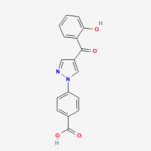 molecular formula C17H12N2O4 B2412791 4-[4-(2-hydroxybenzoyl)-1H-pyrazol-1-yl]benzenecarboxylic acid CAS No. 146618-31-7