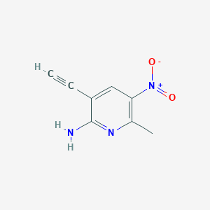 molecular formula C8H7N3O2 B2412796 3-乙炔基-6-甲基-5-硝基吡啶-2-胺 CAS No. 1934865-67-4