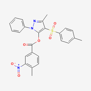 molecular formula C25H21N3O6S B2412799 3-methyl-1-phenyl-4-tosyl-1H-pyrazol-5-yl 4-methyl-3-nitrobenzoate CAS No. 851093-35-1