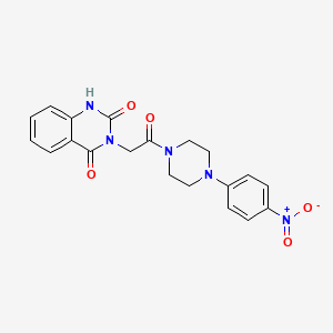 molecular formula C20H19N5O5 B2412800 3-(2-(4-(4-硝基苯基)哌嗪-1-基)-2-氧代乙基)喹唑啉-2,4(1H,3H)-二酮 CAS No. 896381-35-4