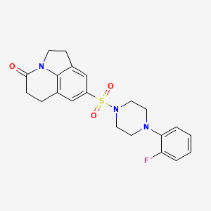 molecular formula C21H22FN3O3S B2412811 8-((4-(2-氟苯基)哌嗪-1-基)磺酰基)-5,6-二氢-1H-吡咯并[3,2,1-ij]喹啉-4(2H)-酮 CAS No. 898462-41-4
