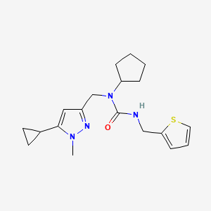 B2412850 1-cyclopentyl-1-((5-cyclopropyl-1-methyl-1H-pyrazol-3-yl)methyl)-3-(thiophen-2-ylmethyl)urea CAS No. 1798516-97-8