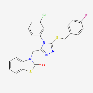 molecular formula C23H16ClFN4OS2 B2412860 3-((4-(3-chlorophenyl)-5-((4-fluorobenzyl)thio)-4H-1,2,4-triazol-3-yl)methyl)benzo[d]thiazol-2(3H)-one CAS No. 847403-50-3