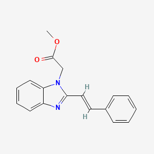molecular formula C18H16N2O2 B2412865 (E)-methyl 2-(2-styryl-1H-benzo[d]imidazol-1-yl)acetate CAS No. 378752-57-9