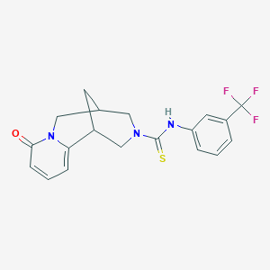 molecular formula C19H18F3N3OS B2412886 8-oxo-N-(3-(trifluoromethyl)phenyl)-4,5,6,8-tetrahydro-1H-1,5-methanopyrido[1,2-a][1,5]diazocine-3(2H)-carbothioamide CAS No. 399002-14-3
