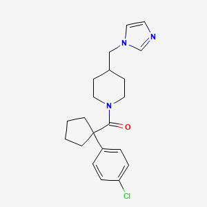 molecular formula C21H26ClN3O B2412913 (4-((1H-imidazol-1-yl)methyl)piperidin-1-yl)(1-(4-chlorophenyl)cyclopentyl)methanone CAS No. 1286711-73-6