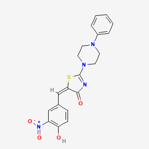 (E)-5-(4-hydroxy-3-nitrobenzylidene)-2-(4-phenylpiperazin-1-yl)thiazol-4(5H)-one