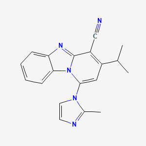 molecular formula C19H17N5 B2412931 1-(2-Methylimidazol-1-yl)-3-propan-2-ylpyrido[1,2-a]benzimidazole-4-carbonitrile CAS No. 611197-73-0