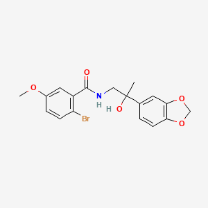 molecular formula C18H18BrNO5 B2412936 2-溴-5-甲氧基苯甲酰胺-N-(2-(苯并[d][1,3]二氧杂环-5-基)-2-羟基丙基) CAS No. 1396802-56-4