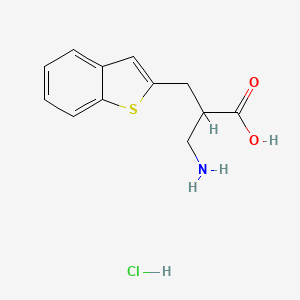 molecular formula C12H14ClNO2S B2412957 2-(氨甲基)-3-(1-苯并噻吩-2-基)丙酸；盐酸 CAS No. 2503205-25-0