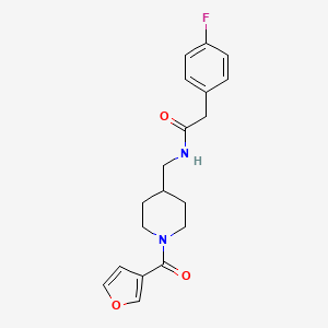 molecular formula C19H21FN2O3 B2412958 2-(4-fluorophenyl)-N-((1-(furan-3-carbonyl)piperidin-4-yl)methyl)acetamide CAS No. 1396673-75-8
