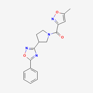 molecular formula C17H16N4O3 B2412960 (5-Methylisoxazol-3-yl)(3-(5-phenyl-1,2,4-oxadiazol-3-yl)pyrrolidin-1-yl)methanone CAS No. 2034279-13-3