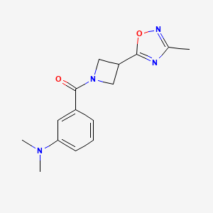 molecular formula C15H18N4O2 B2412966 (3-(Dimethylamino)phenyl)(3-(3-methyl-1,2,4-oxadiazol-5-yl)azetidin-1-yl)methanone CAS No. 1286712-39-7