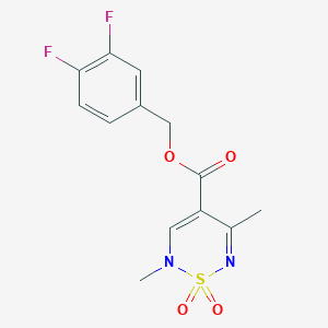 molecular formula C13H12F2N2O4S B2412970 3,4-Difluorobenzyl 2,5-dimethyl-1,1-dioxo-1,2-dihydro-1,2,6-thiadiazine-4-carboxylate CAS No. 1775489-28-5