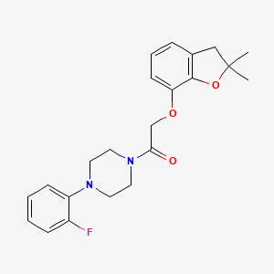 molecular formula C22H25FN2O3 B2412971 2-((2,2-二甲基-2,3-二氢苯并呋喃-7-基)氧基)-1-(4-(2-氟苯基)哌嗪-1-基)乙酮 CAS No. 941943-72-2
