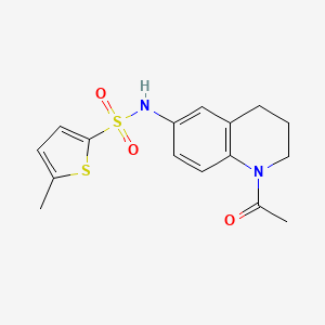 molecular formula C16H18N2O3S2 B2412974 N-(1-acetyl-3,4-dihydro-2H-quinolin-6-yl)-5-methylthiophene-2-sulfonamide CAS No. 941915-89-5