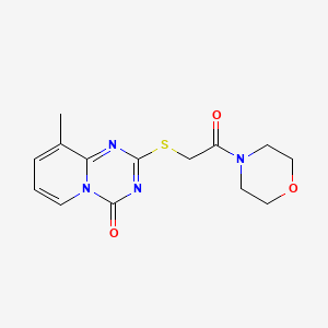 molecular formula C14H16N4O3S B2412975 9-Methyl-2-(2-morpholin-4-yl-2-oxoethyl)sulfanylpyrido[1,2-a][1,3,5]triazin-4-one CAS No. 896338-35-5