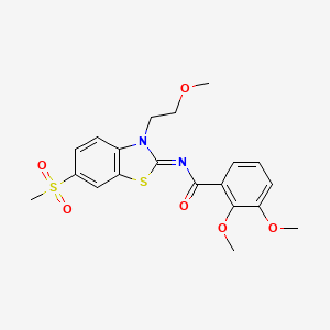 molecular formula C20H22N2O6S2 B2412977 (E)-2,3-dimethoxy-N-(3-(2-methoxyethyl)-6-(methylsulfonyl)benzo[d]thiazol-2(3H)-ylidene)benzamide CAS No. 895444-07-2