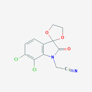 molecular formula C12H8Cl2N2O3 B241298 (6',7'-dichloro-2'-oxospiro[1,3-dioxolane-2,3'-indol]-1'(2'H)-yl)acetonitrile 