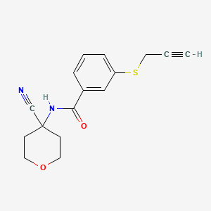 molecular formula C16H16N2O2S B2412984 N-(4-Cyanooxan-4-yl)-3-prop-2-ynylsulfanylbenzamide CAS No. 1645449-40-6