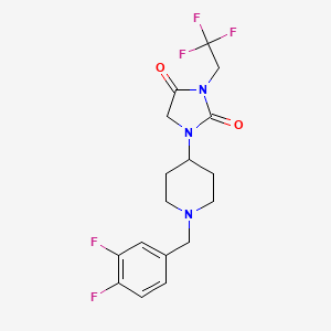 molecular formula C17H18F5N3O2 B2412994 1-{1-[(3,4-二氟苯基)甲基]哌啶-4-基}-3-(2,2,2-三氟乙基)咪唑烷-2,4-二酮 CAS No. 2097916-33-9