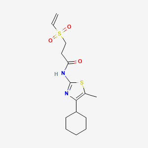 molecular formula C15H22N2O3S2 B2412997 N-(4-Cyclohexyl-5-methyl-1,3-thiazol-2-yl)-3-ethenylsulfonylpropanamide CAS No. 2224427-77-2