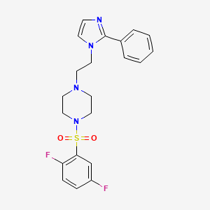molecular formula C21H22F2N4O2S B2412999 1-((2,5-difluorophenyl)sulfonyl)-4-(2-(2-phenyl-1H-imidazol-1-yl)ethyl)piperazine CAS No. 1426314-85-3