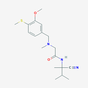 molecular formula C18H27N3O2S B2413008 N-(1-cyano-1,2-dimethylpropyl)-2-({[3-methoxy-4-(methylsulfanyl)phenyl]methyl}(methyl)amino)acetamide CAS No. 1311809-77-4