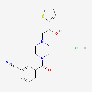 3-(4-(2-Hydroxy-2-(thiophen-2-yl)ethyl)piperazine-1-carbonyl)benzonitrile hydrochloride