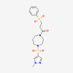 1-(4-((1-methyl-1H-pyrazol-4-yl)sulfonyl)-1,4-diazepan-1-yl)-3-(phenylsulfonyl)propan-1-one