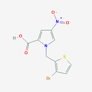 molecular formula C10H7BrN2O4S B2413019 1-[(3-bromothiophen-2-yl)methyl]-4-nitro-1H-pyrrole-2-carboxylic acid CAS No. 1283936-37-7