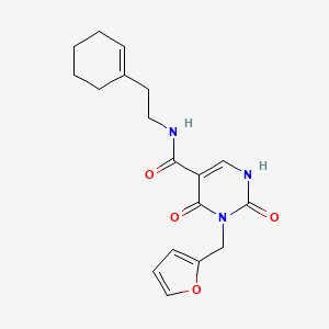 molecular formula C18H21N3O4 B2413025 N-(2-(cyclohex-1-en-1-yl)ethyl)-3-(furan-2-ylmethyl)-2,4-dioxo-1,2,3,4-tetrahydropyrimidine-5-carboxamide CAS No. 1396786-30-3