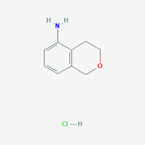 molecular formula C9H12ClNO B2413028 3,4-二氢-1H-异色满-5-胺；盐酸盐 CAS No. 2248355-93-1