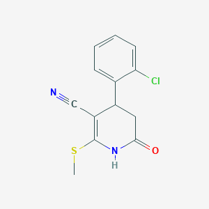 molecular formula C13H11ClN2OS B2413033 4-(2-氯苯基)-2-(甲硫基)-6-氧代-1,4,5,6-四氢吡啶-3-腈 CAS No. 197570-06-2
