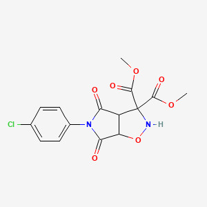 molecular formula C15H13ClN2O7 B2413046 dimethyl 5-(4-chlorophenyl)-4,6-dioxotetrahydro-2H-pyrrolo[3,4-d]isoxazole-3,3(3aH)-dicarboxylate CAS No. 338420-26-1