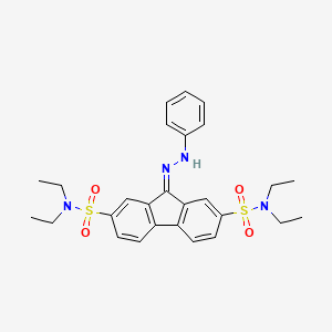 molecular formula C27H32N4O4S2 B2413058 N,N,N',N'-tetraethyl-9-(2-phenylhydrazinylidene)-9H-fluorene-2,7-disulfonamide CAS No. 324773-84-4