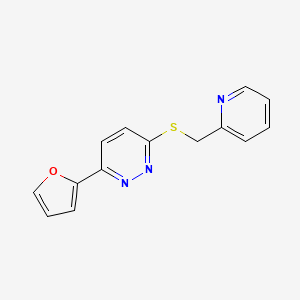 molecular formula C14H11N3OS B2413059 3-(Furan-2-yl)-6-(pyridin-2-ylmethylsulfanyl)pyridazine CAS No. 893988-39-1