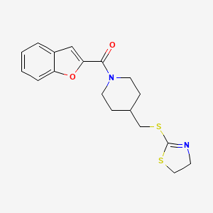 Benzofuran-2-yl(4-(((4,5-dihydrothiazol-2-yl)thio)methyl)piperidin-1-yl)methanone