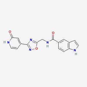 molecular formula C17H13N5O3 B2413067 N-((3-(2-oxo-1,2-dihydropyridin-4-yl)-1,2,4-oxadiazol-5-yl)methyl)-1H-indole-5-carboxamide CAS No. 2034504-26-0