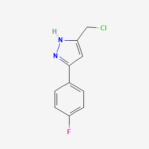 molecular formula C10H8ClFN2 B2413068 5-(chloromethyl)-3-(4-fluorophenyl)-1H-pyrazole CAS No. 1455462-26-6