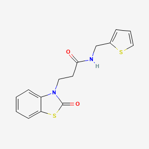molecular formula C15H14N2O2S2 B2413077 3-(2-oxo-1,3-benzothiazol-3-yl)-N-(thiophen-2-ylmethyl)propanamide CAS No. 851989-71-4