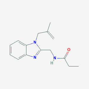 molecular formula C15H19N3O B241308 N-{[1-(2-methyl-2-propenyl)-1H-benzimidazol-2-yl]methyl}propanamide 
