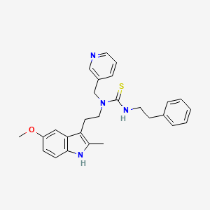 molecular formula C27H30N4OS B2413082 1-(2-(5-甲氧基-2-甲基-1H-吲哚-3-基)乙基)-3-苯乙基-1-(吡啶-3-基甲基)硫脲 CAS No. 850934-29-1