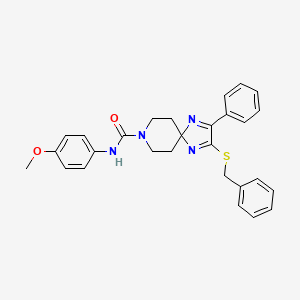 molecular formula C28H28N4O2S B2413083 2-(苄基硫代)-N-(4-甲氧基苯基)-3-苯基-1,4,8-三氮杂螺[4.5]癸-1,3-二烯-8-甲酰胺 CAS No. 894887-10-6