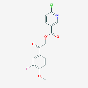 molecular formula C15H11ClFNO4 B2413088 [2-(3-Fluoro-4-methoxyphenyl)-2-oxoethyl] 6-chloropyridine-3-carboxylate CAS No. 878926-07-9
