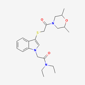 molecular formula C22H31N3O3S B2413090 2-(3-((2-(2,6-dimethylmorpholino)-2-oxoethyl)thio)-1H-indol-1-yl)-N,N-diethylacetamide CAS No. 877658-57-6