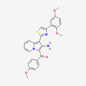 molecular formula C27H23N3O4S B2413091 (2-氨基-1-(4-(2,5-二甲氧基苯基)噻唑-2-基)吲哚啉-3-基)(4-甲氧基苯基)甲酮 CAS No. 891021-77-5