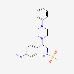 molecular formula C22H32N4O2S B2413095 N-(2-(4-(dimethylamino)phenyl)-2-(4-phenylpiperazin-1-yl)ethyl)ethanesulfonamide CAS No. 1005298-02-1